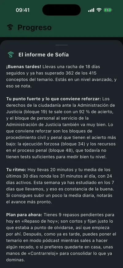 El informe de Sofía, tu profesora: qué dominas y qué reforzar